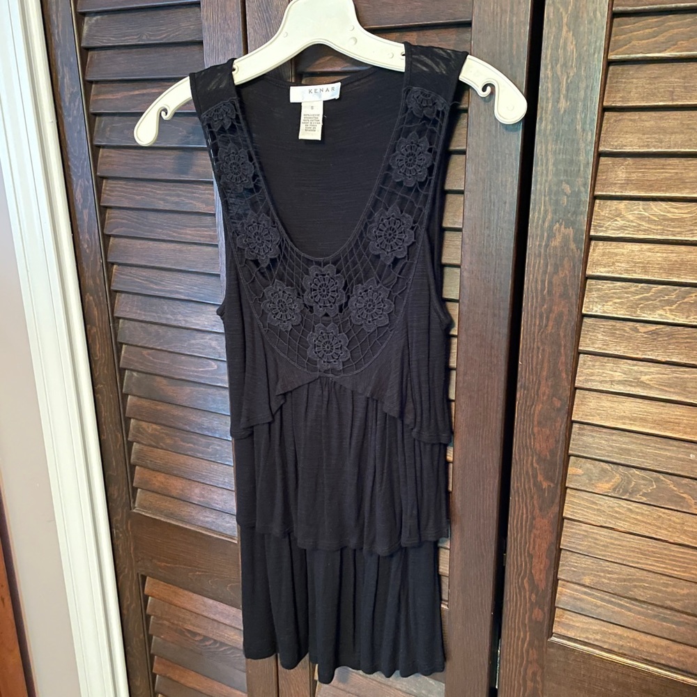 Kenar Black Layered Cotton Tank Top